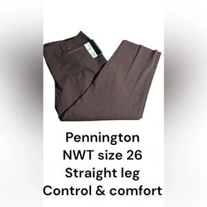 Pennington pants ,women size 26.  NWT, brown,savvy fit,straight leg,pull on